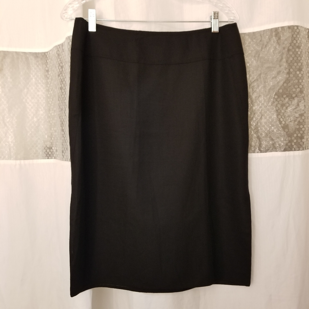 Donna Karan Signature Wool Skirt With Side-Slits, Black, 10, Nwt, Vintage